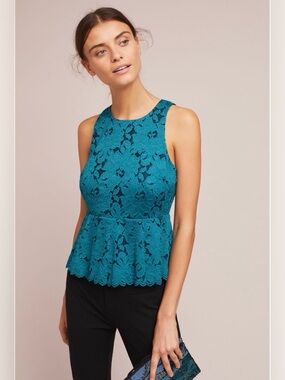 NWT Anthropologie Maeve Lace Peplum Blouse Petite Feminine Top